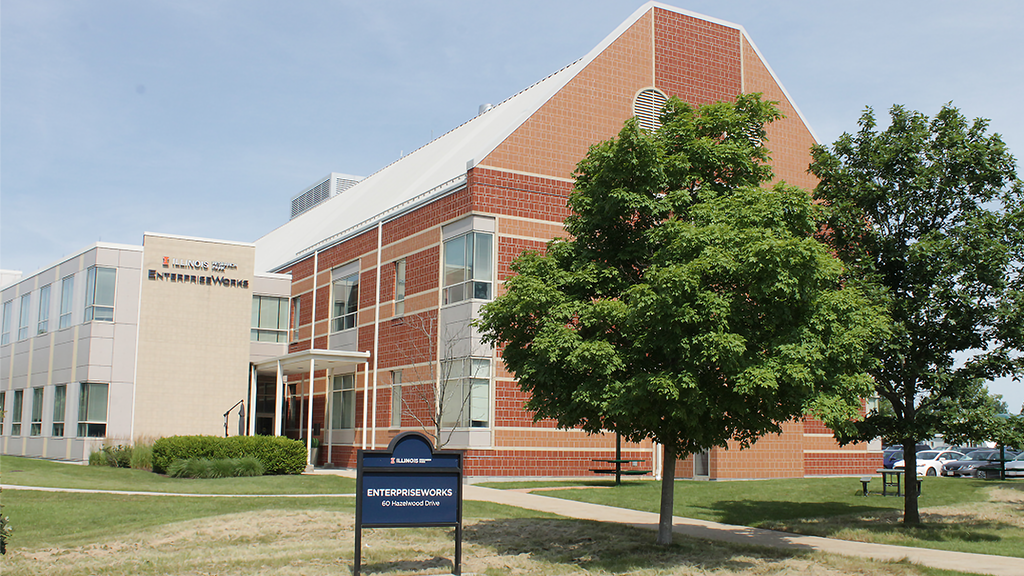 Photo of the EnterpriseWorks Technology Incubator building in the University of Illinois Research Park.